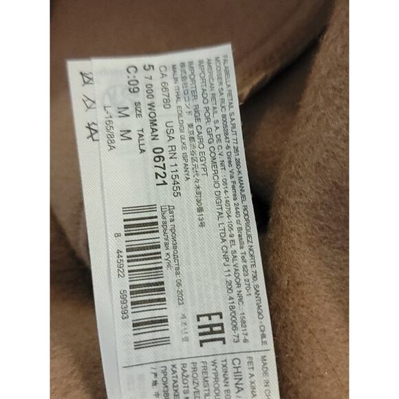 MANGO Coat Womens SZ M Camel Brown WOOL Blend Belted Handmade Overcoat Trench - Picture 12 of 13